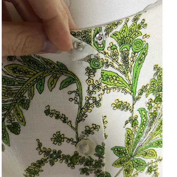 Positive Attitude Linen Blend‎ Sleeveless Top Size 16 Green Paisley Print - Picture 3 of 13